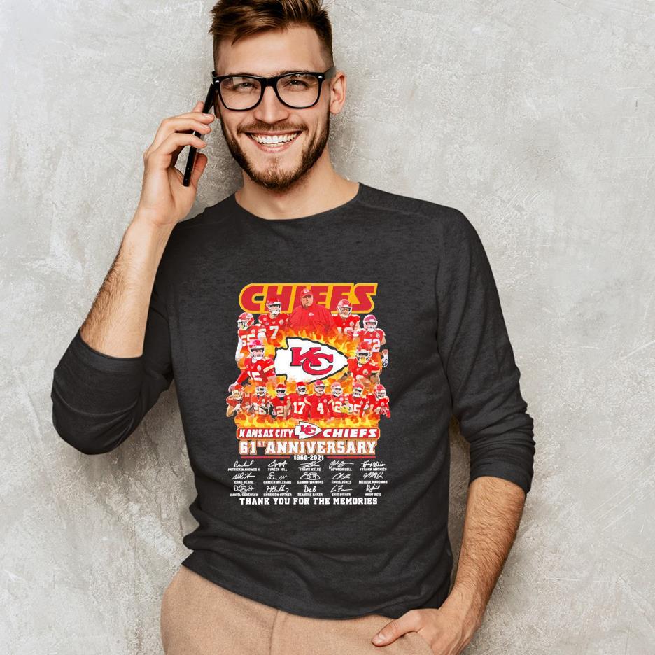 afc chiefs kansas city chiefs 61st anniversary 1960 2021 signatures thank you for the long sleeve - AFC Chiefs Kansas City Chiefs 61st Anniversary 1960 2021 signatures thank you for the memories shirt