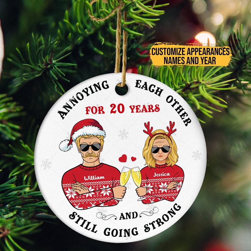 Annoying Each Other - Christmas Gift For Married Couples - Personalized Custom Circle Ceramic Ornament 9