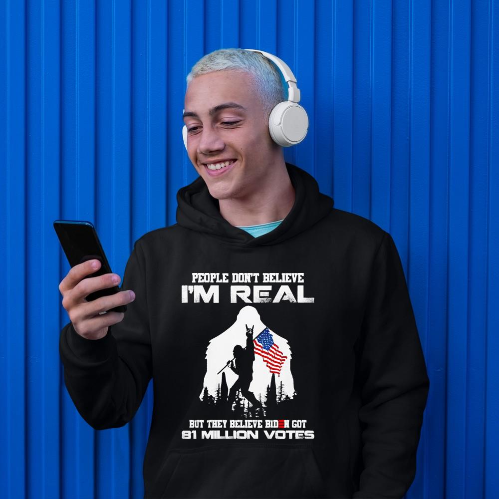 Bigfoot American flag People don’t believe I’m real but they believe Biden got 81 million votes shirt 1 nurseteeshirt News
