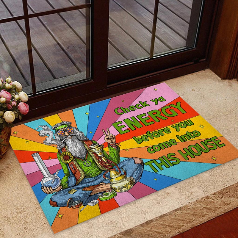 colorful check ya energy before you come into this house hippie doormat - Colorful Check Ya Energy Before You Come Into This House Hippie Doormat