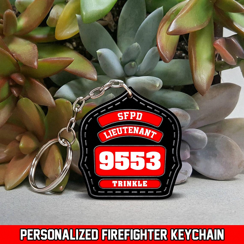 Custom Firefighter Helmet Wood Keychain Gift For Firefighter Retired 3D Design All Over Printed 4