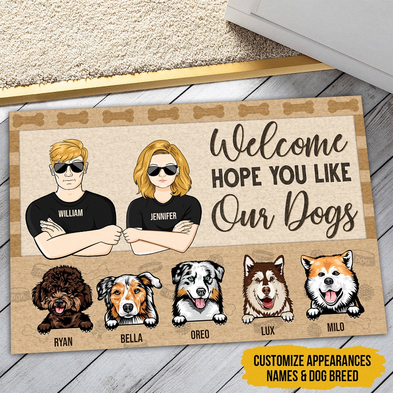 Dog Lover Welcome Hope You Like Our Dogs - Personalized Custom Doormat 2 Door Mat