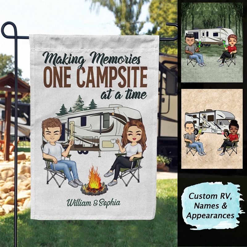 Drive Slow Drunk Campers Matter Husband Wife Camping Couple - Personalized Custom Flag 1