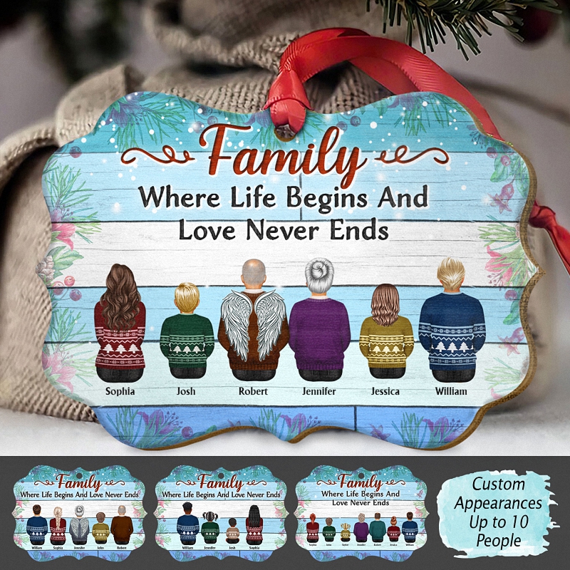 Family Where Begins And Love Never Ends Memorial Gift Christmas Gift Ornament 1