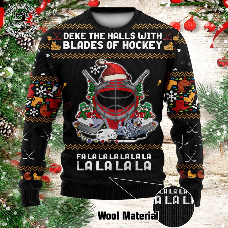 Gift For Hockey LoversHockey Deke The Halls With Blades Of Hockey Swe