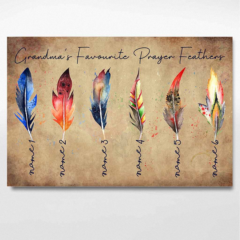grandma s favourite prayer feathers native american personalized poster - Grandma's Favourite Prayer Feathers Native American Personalized Poster