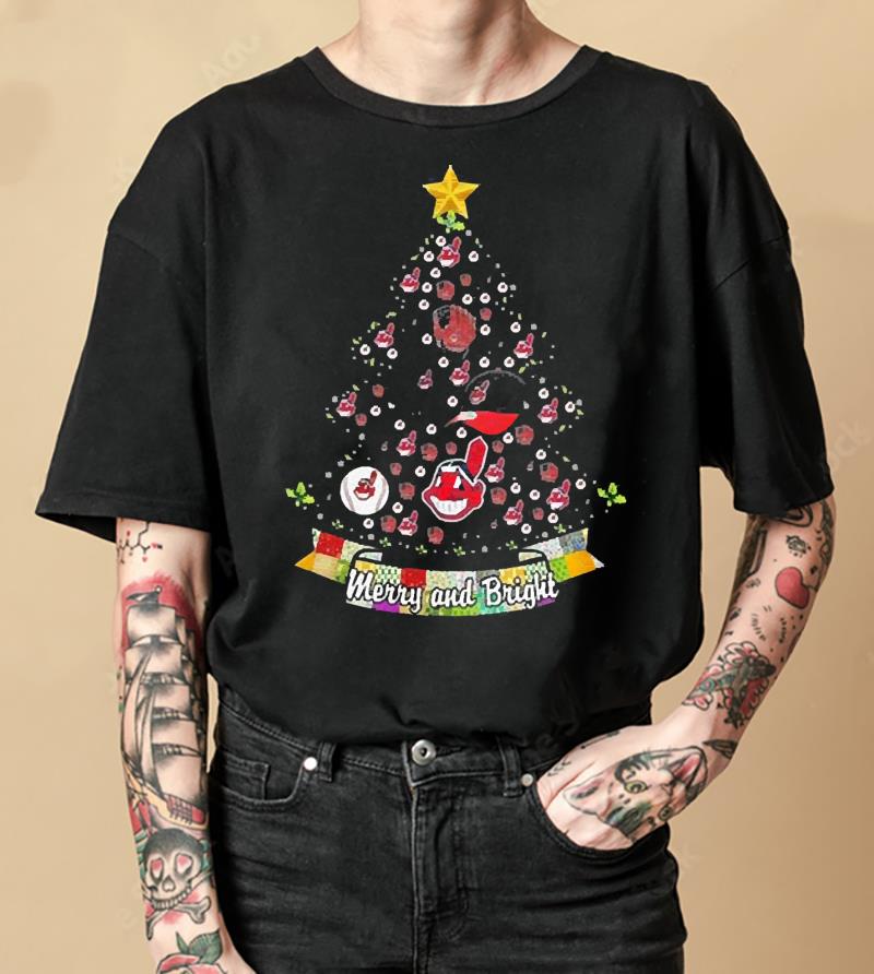 Merry And Bright Cleveland Indians MLB Christmas Tree 2022 Shirt Merry And Bright Cleveland Indians MLB Christmas Tree 2022 Shirt