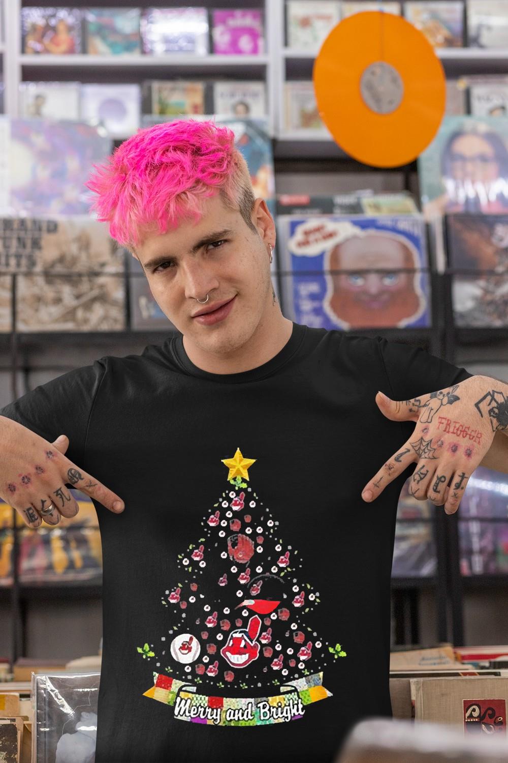 Merry And Bright Cleveland Indians MLB Christmas Tree 2022 Shirt Merry And Bright Cleveland Indians MLB Christmas Tree 2022 Shirt