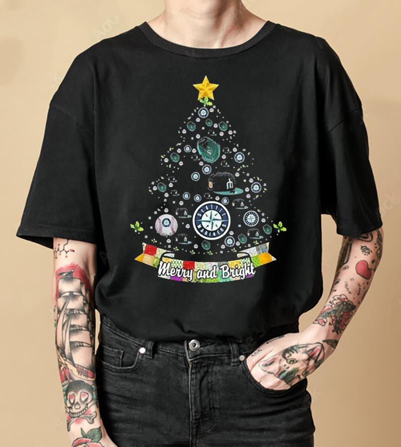 Merry And Bright Seattle Mariners MLB Christmas Tree 2022 Shirt 1 Merry And Bright Seattle Mariners MLB Christmas Tree 2022 Shirt 2