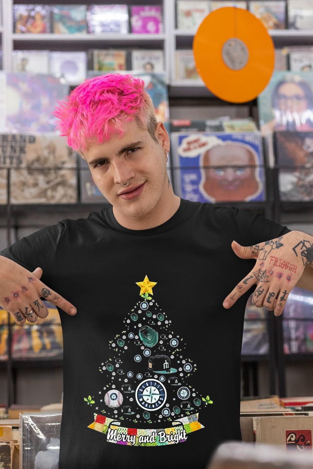 Merry And Bright Seattle Mariners MLB Christmas Tree 2022 Shirt 2 Merry And Bright Seattle Mariners MLB Christmas Tree 2022 Shirt 3