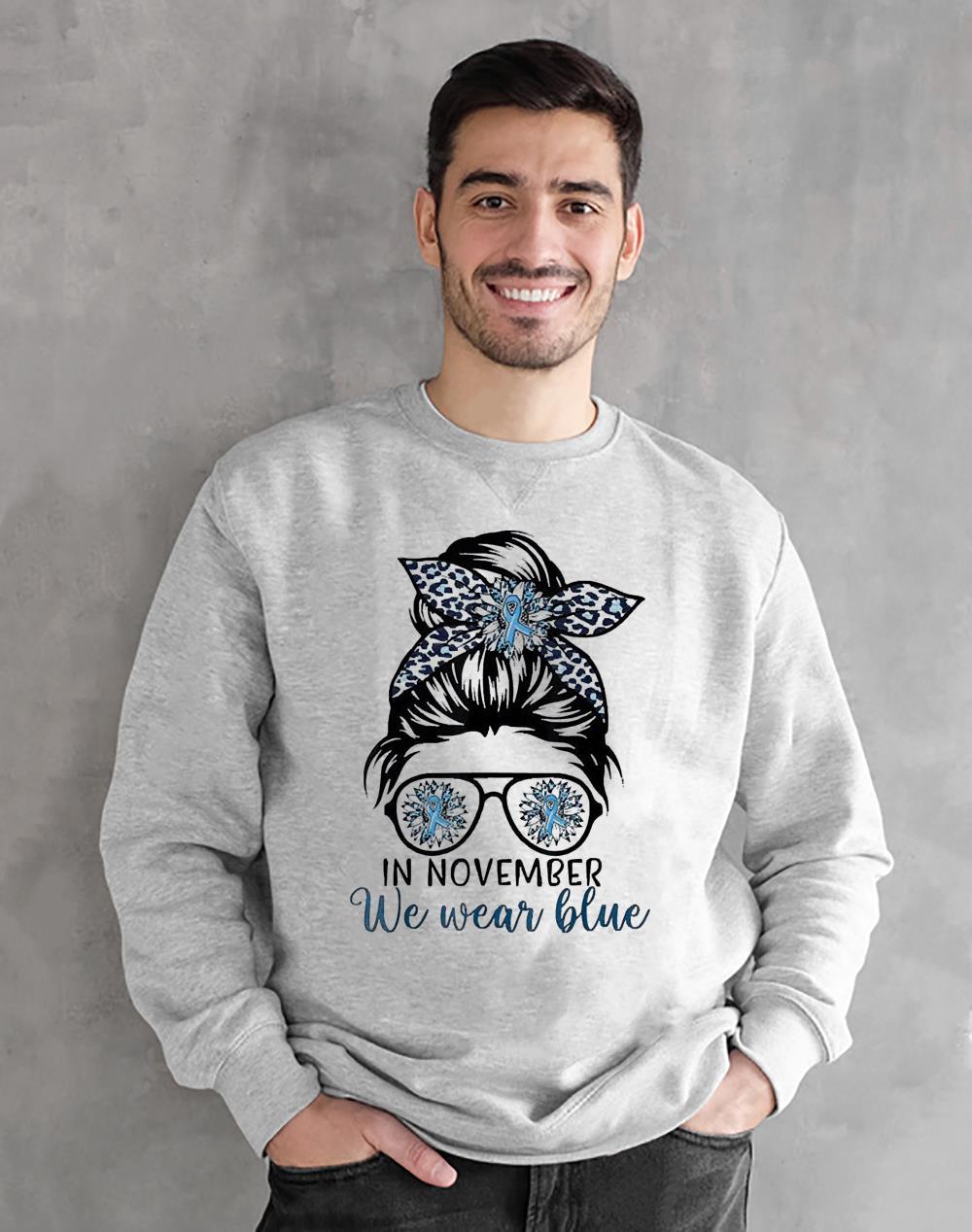 In November We Wear Blue Messy Bun Diabetes Awareness Month 2022 Shirt