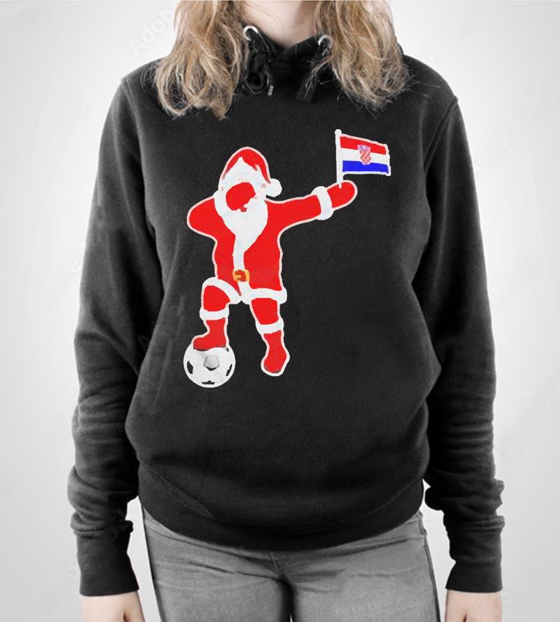 Croatia Soccer Dabbing Santa Christmas Croatian Flag Shirt