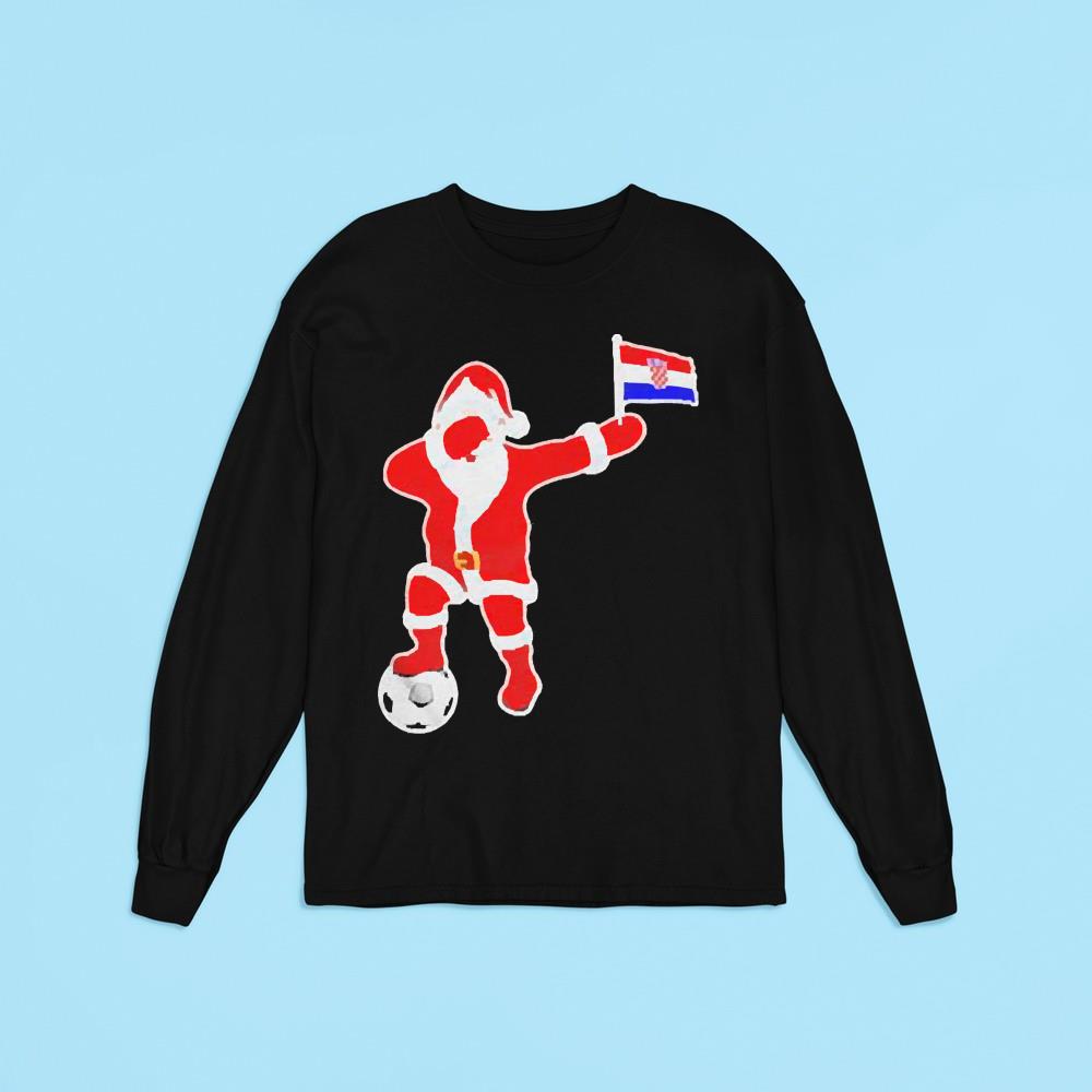 Croatia Soccer Dabbing Santa Christmas Croatian Flag Shirt