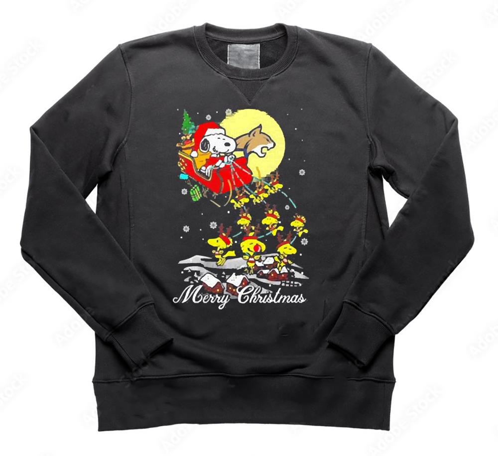 Santa Snoopy And Woodstock Montana State Bobcats Ugly Merry Christmas shirt
