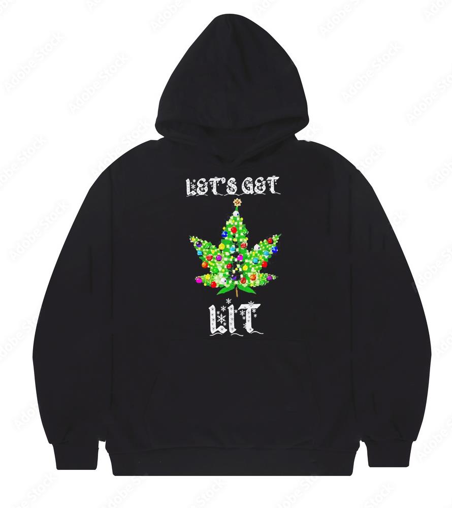 Christmas Tree Weed Leaf Let’s Get Lit Shirt