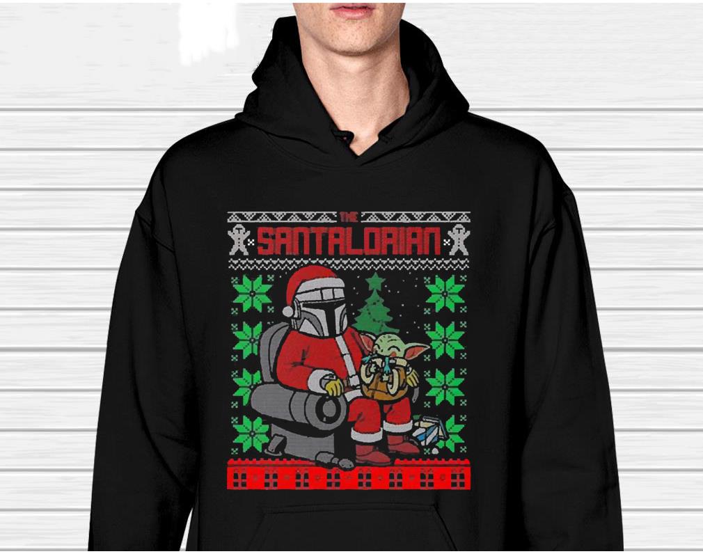 Dp The Santalorian Holding Baby Yoda Christmas Mandalorian Star Wars Ugly 2022 Shirt