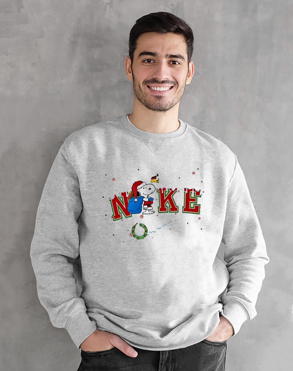 Santa Snoopy And Woodstock Nike Merry Christmas 2022 Shirt