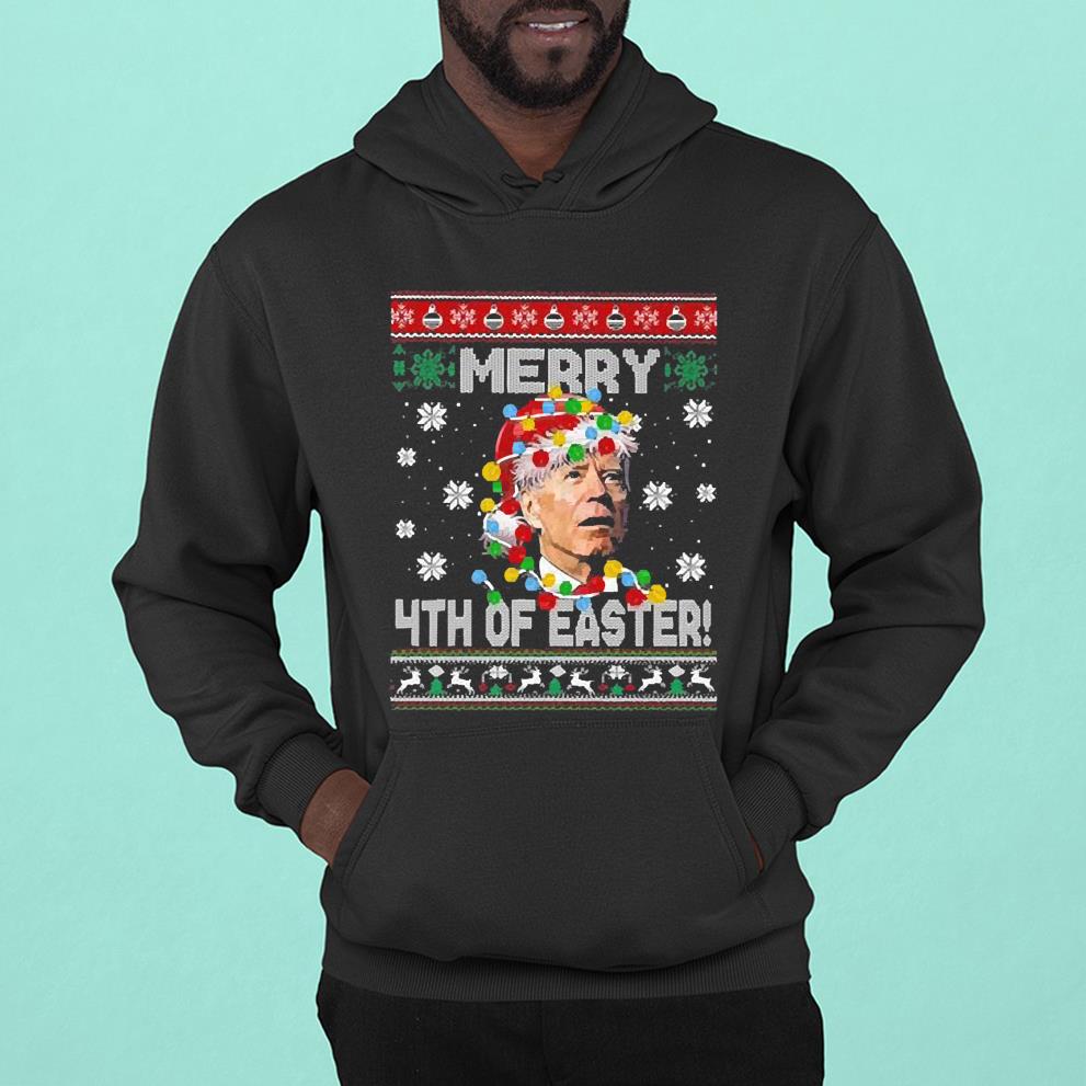 Santa Joe Biden Lights Merry 4th Of Easter Ugly Christmas 2022 Shirt