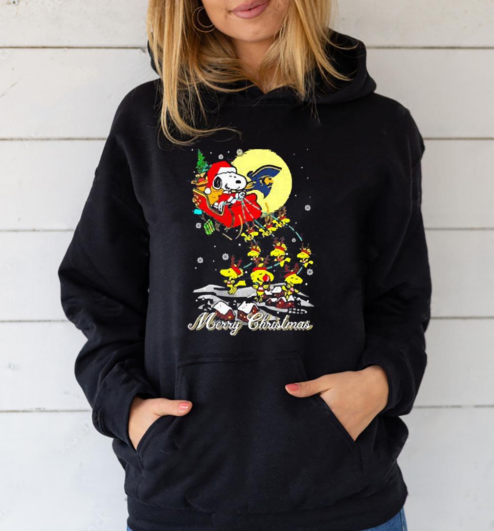 Santa Snoopy And Woodstock Etsu Buccaneers Ugly Merry Christmas shirt