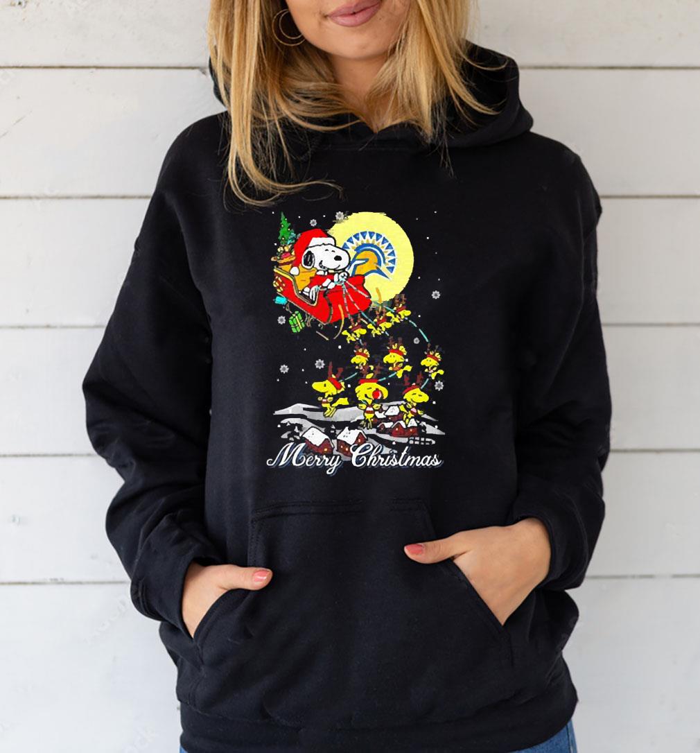 Santa Snoopy And Woodstock San Jose State Spartans Ugly Merry Christmas shirt