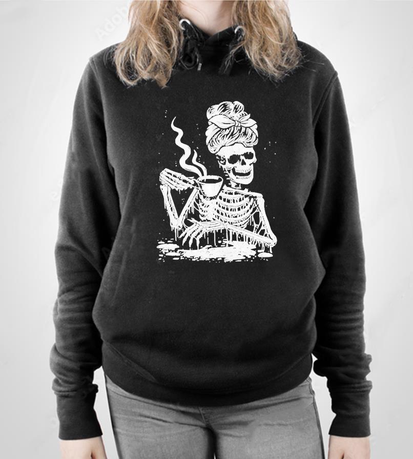 Women’s Coffee Drinking Skeleton Lazy DIY Halloween shirt