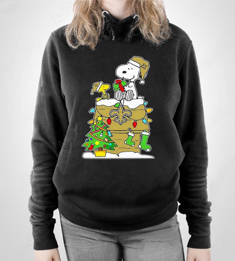 NFL New Orleans Saints Snoopy And Woodstock Christmas Shirt