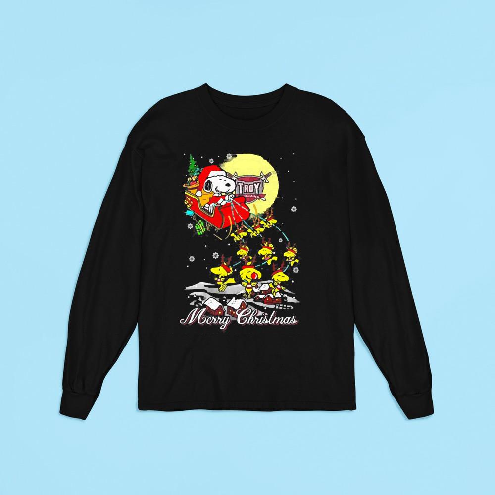 Snoopy And Woodstock Troy Trojans Ugly Merry Christmas Shirt