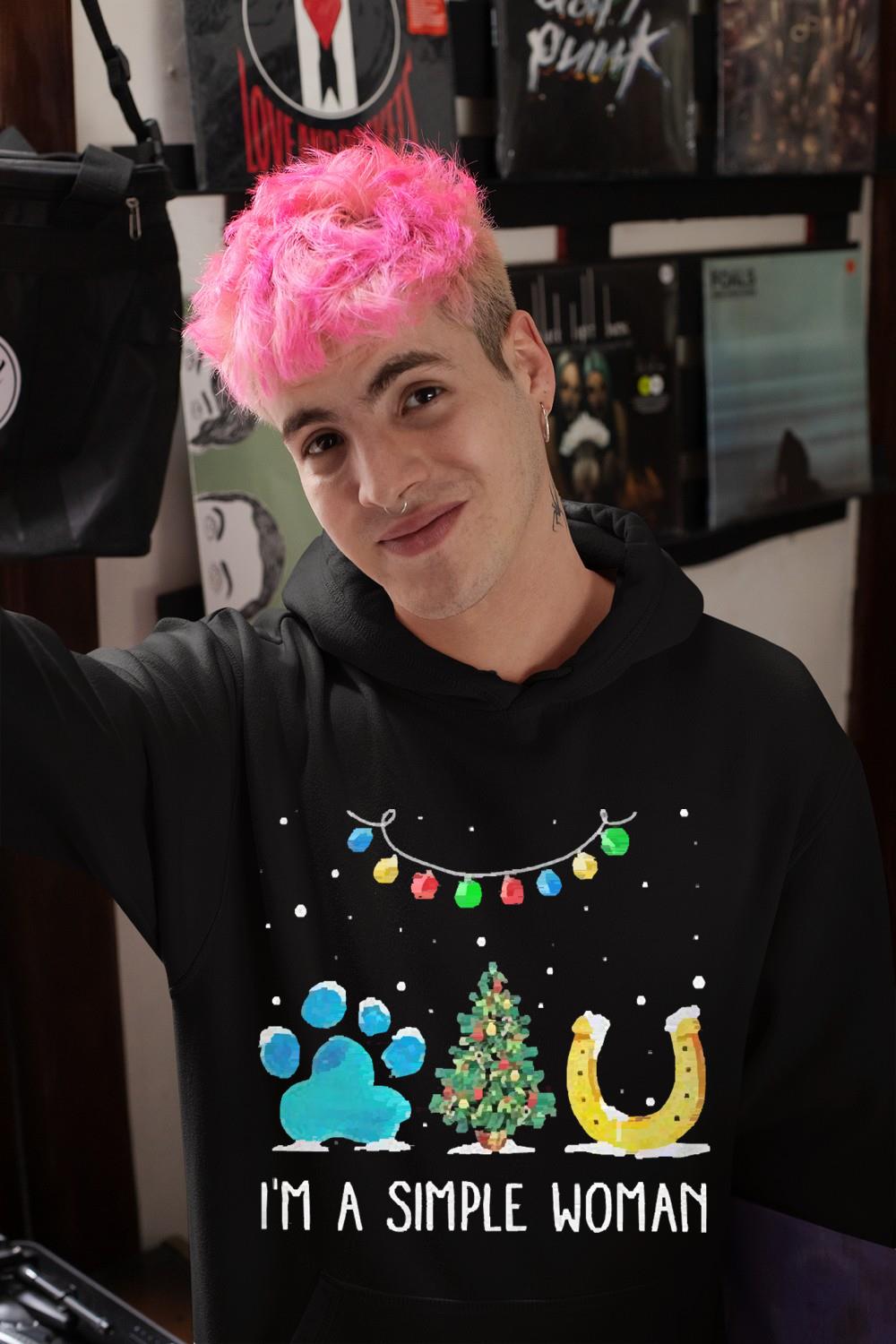 I’m A Simple Woman Paw Dog Tree Christmas Horseshoe Shirt h212 i m a simple woman paw dog tree christmas horseshoe shirt hoodie - I’m A Simple Woman Paw Dog Tree Christmas Horseshoe Shirt