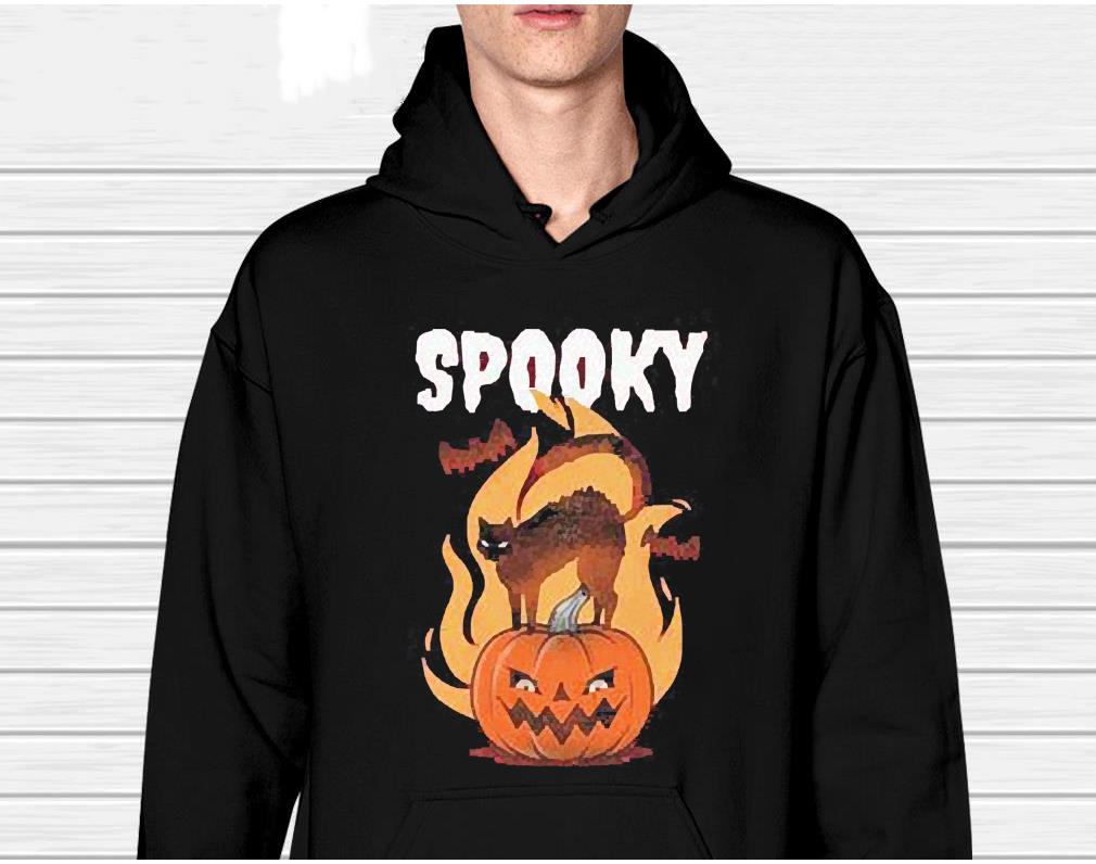 Spooky Halloween cat with pumpkin shirt