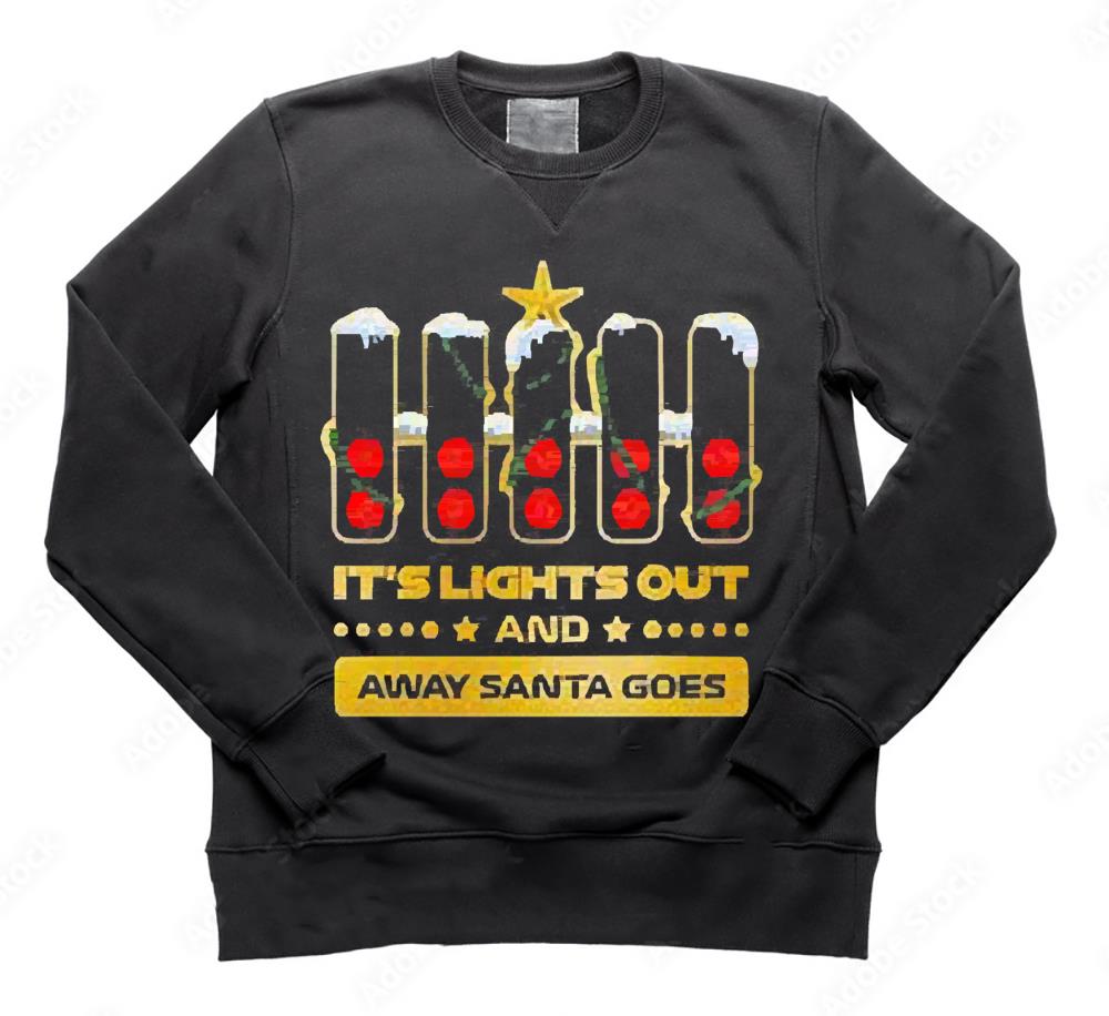 It’s lights out and away santa goes Xmas collection shirt