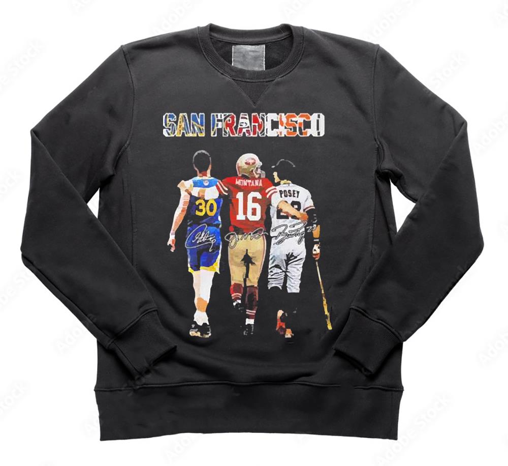 San Francisco Stephen Curry Joe Montana and Posey signatures 2023 shirt