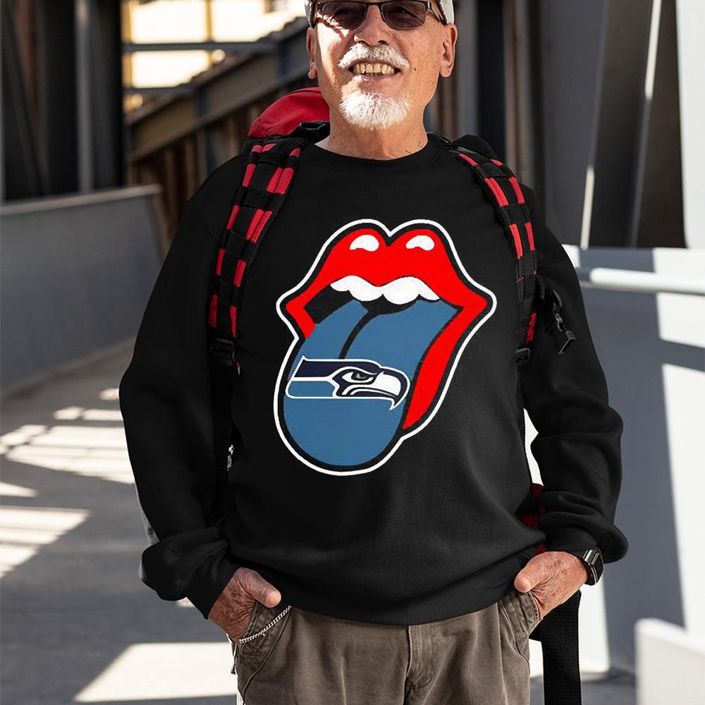 Seattle Seahawks The Rolling Stones Logo shirt 1 Seattle Seahawks The Rolling Stones Logo shirt 2