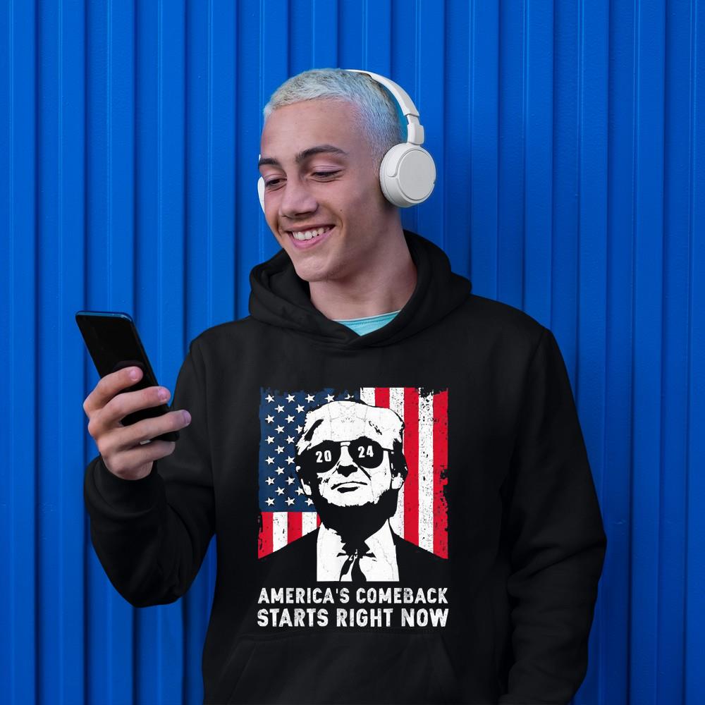 Retro America’s Comeback Starts Right Now Support Trump 2024 Shirt 58 Merry Christmas