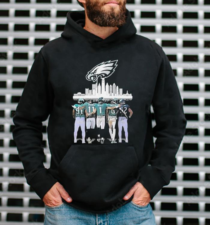 Philadelphia Eagles City Cox Brown Hurts Smith And Jason Kelce Signatures Skylines Shirt