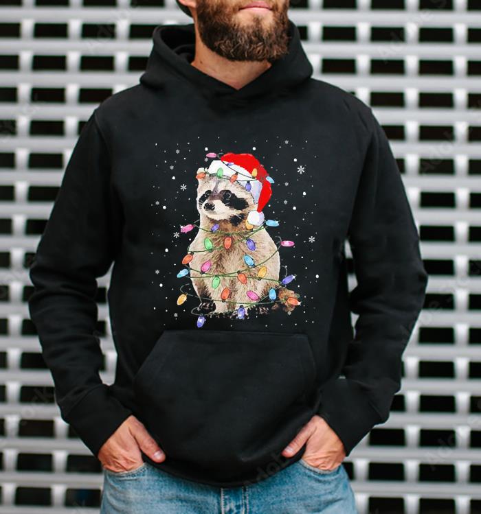 Raccoon Christmas tree lights shirt