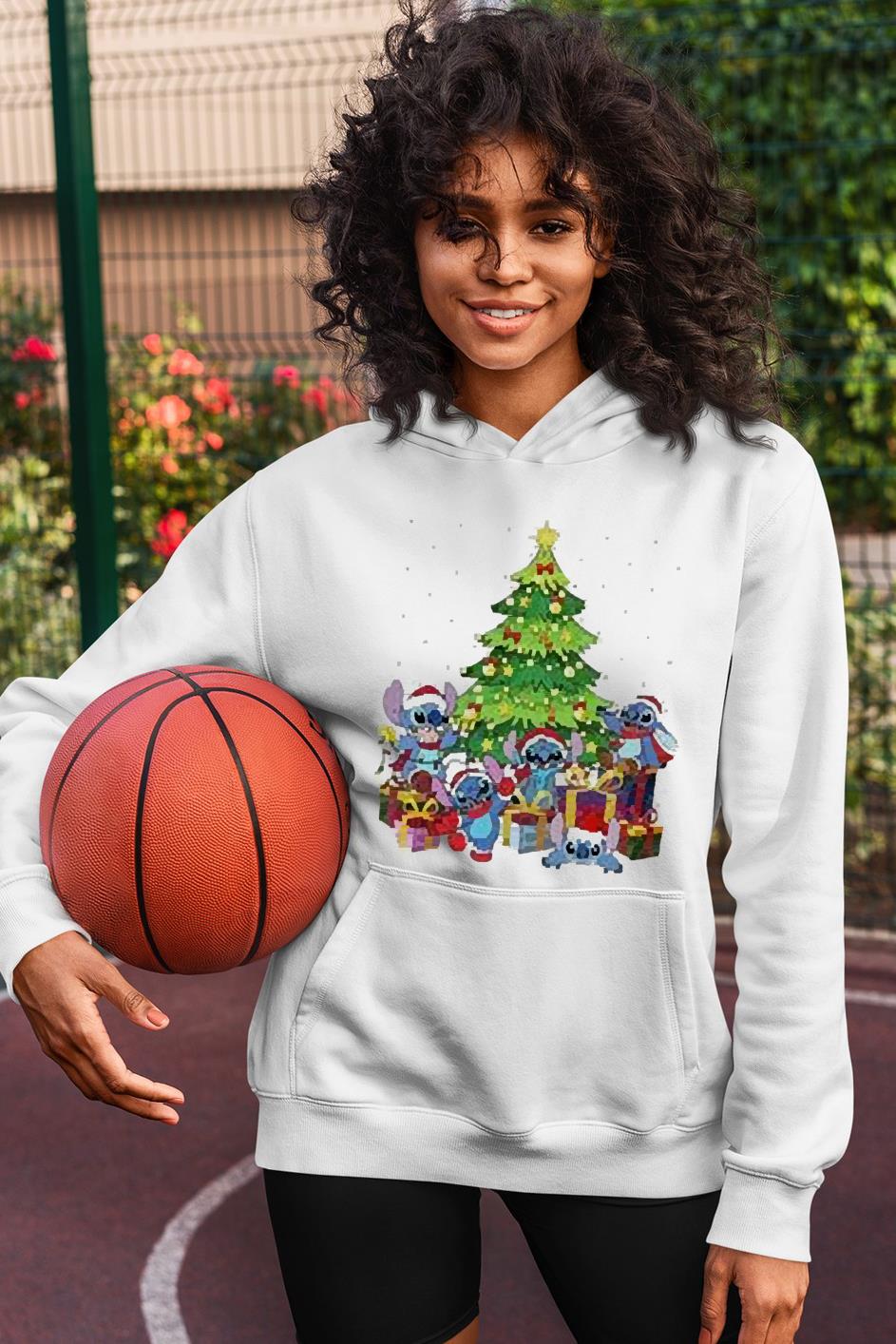 Stick Santa aound Christmas tree shirt