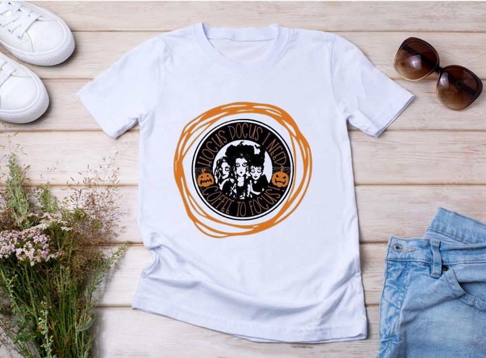 Hocus Pocus I Need Coffee To Focus Sanderson Sisters Pumpkin Halloween shirt