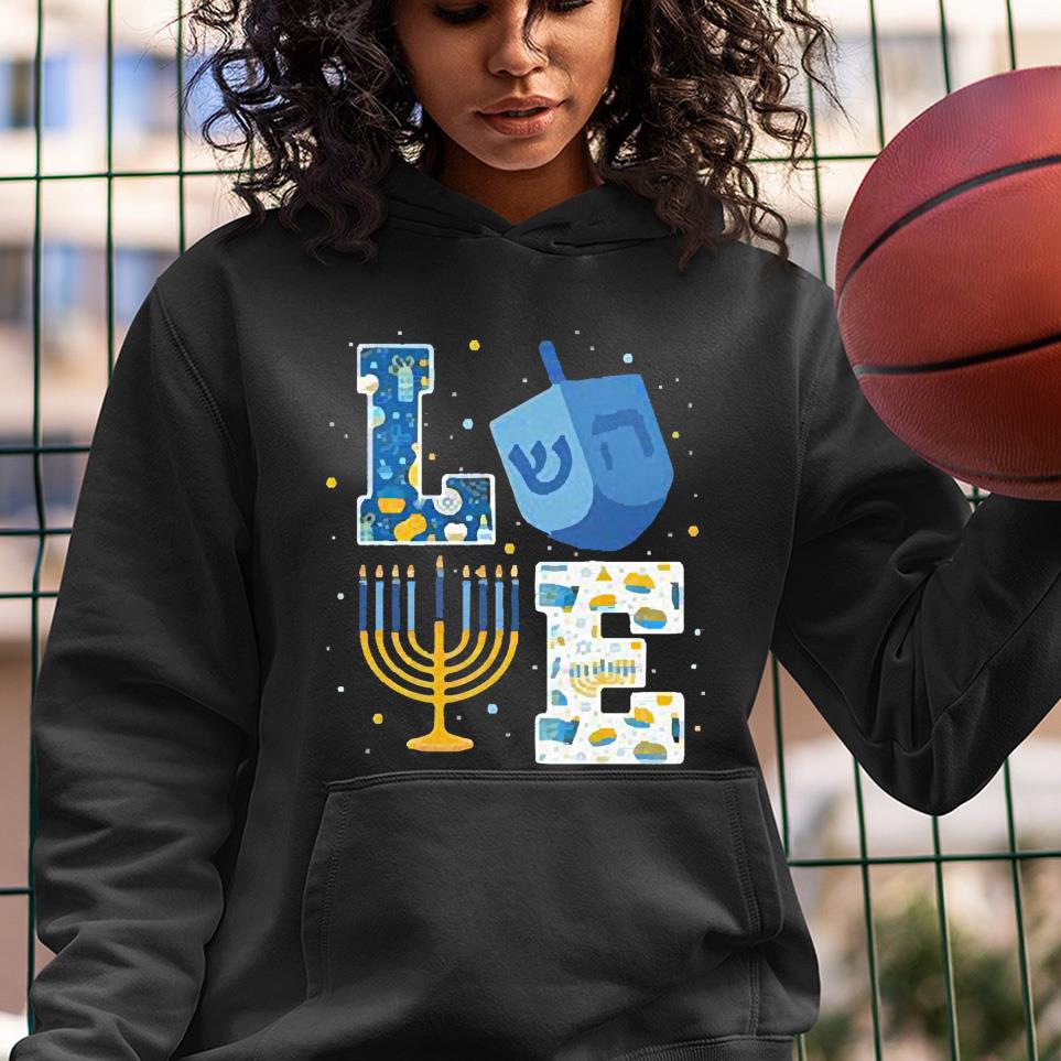 LOVE Cute Hanukkah Decorations Dreidel Menorah Chanukah Shirt