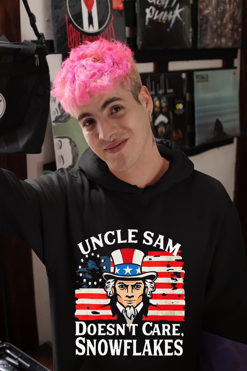 Biden Uncle Sam Doesn’t Care Snowflakes American Flag shirt