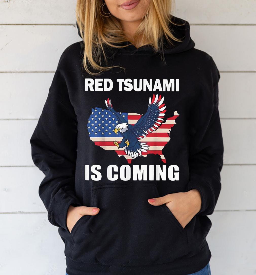 Eagle Red Tsunami Is Coming USA Flag Shirt