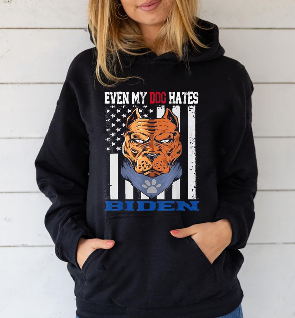 Even My Dog Hates Biden USA Flag With Doberman Dog 2022 Shirt