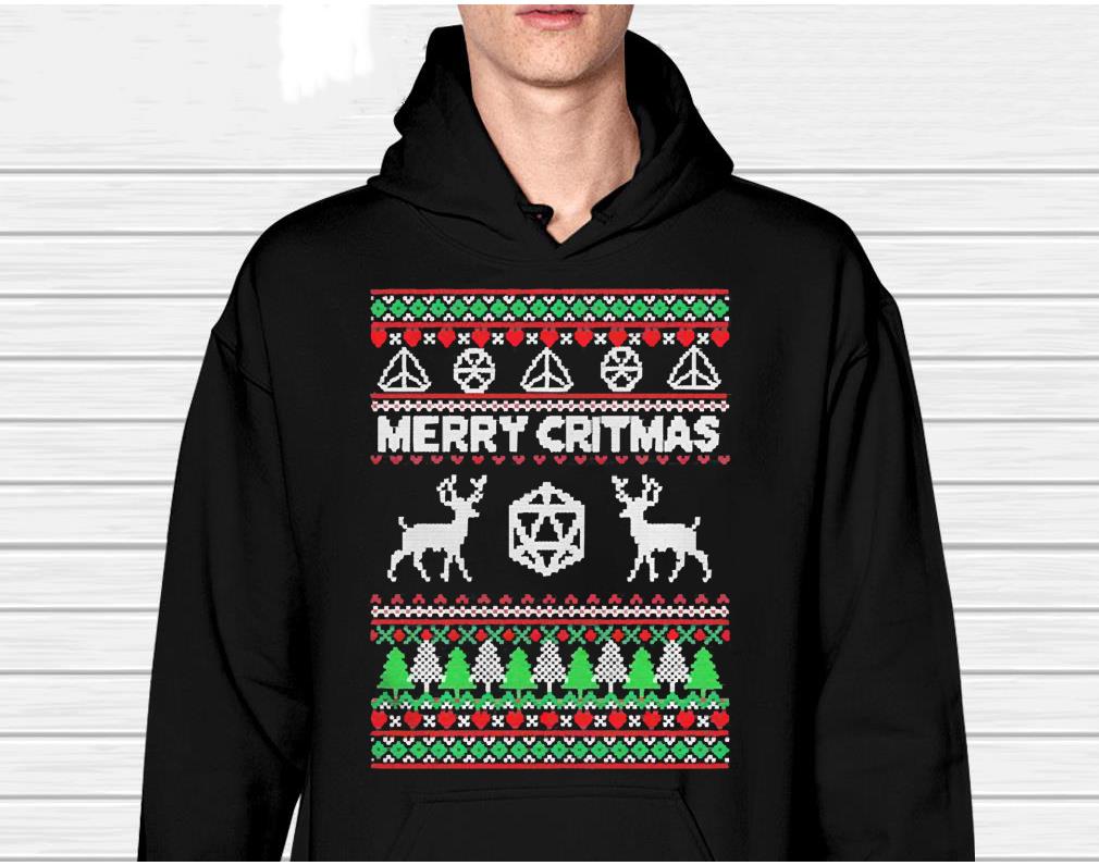 Merry Critmas Dnd Ugly Knitted Pattern Christmas Shirt