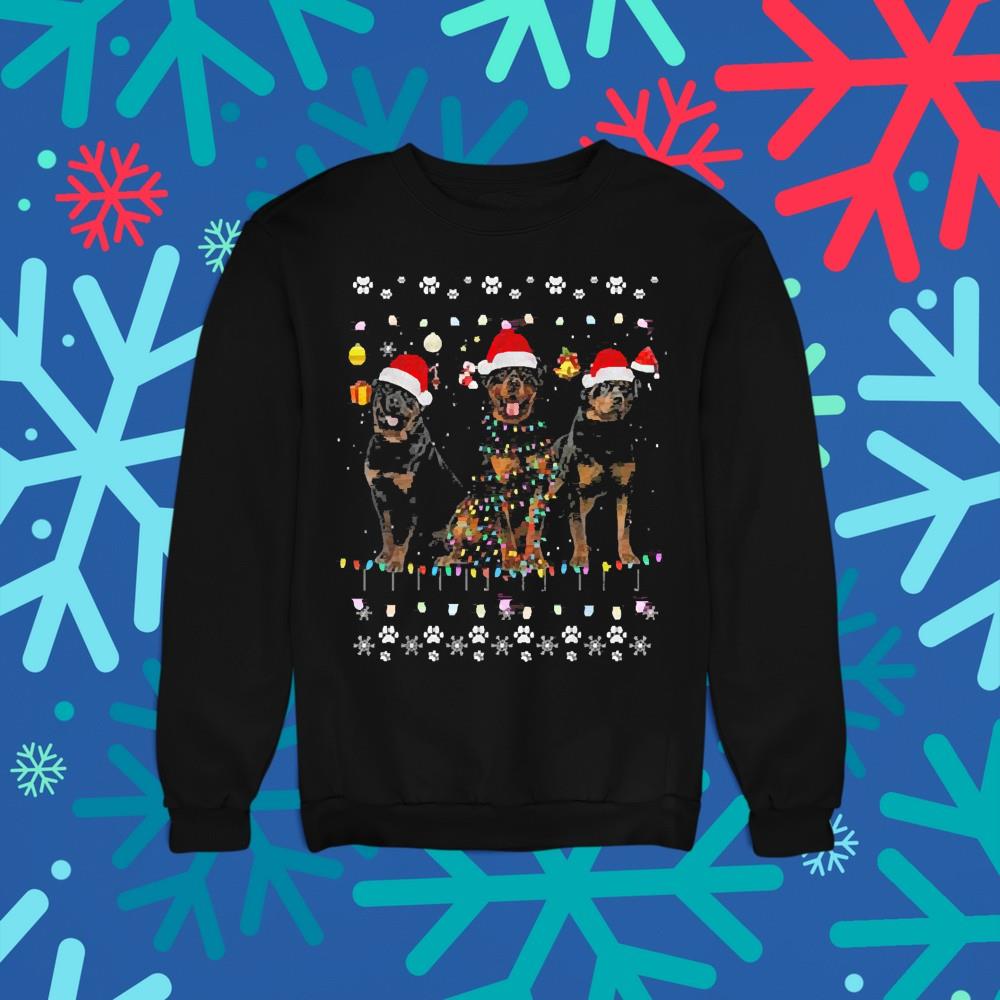 Black Lab Dog Santa Tree Lights Christmas Shirt