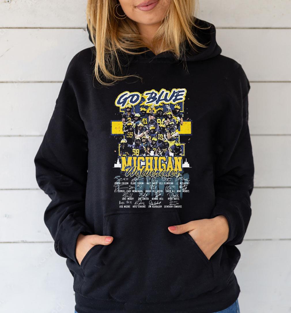 Michigan wolverines go blue 2023 signatures shirt
