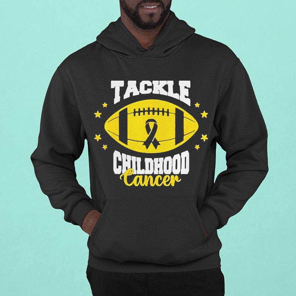 Tackle Childhood Cancer Awareness Football Gold Ribbon Shirt