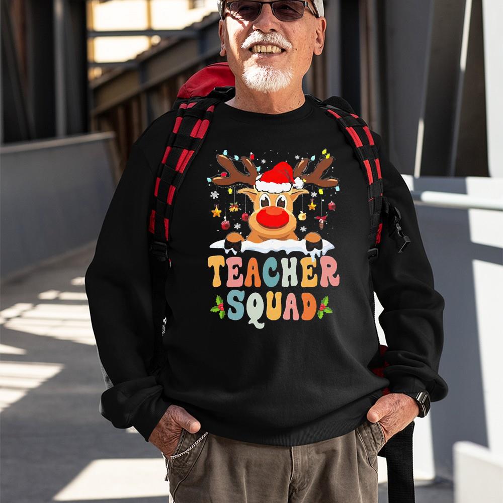 Santa Reindeer Teachers Squad Christmas Shirt