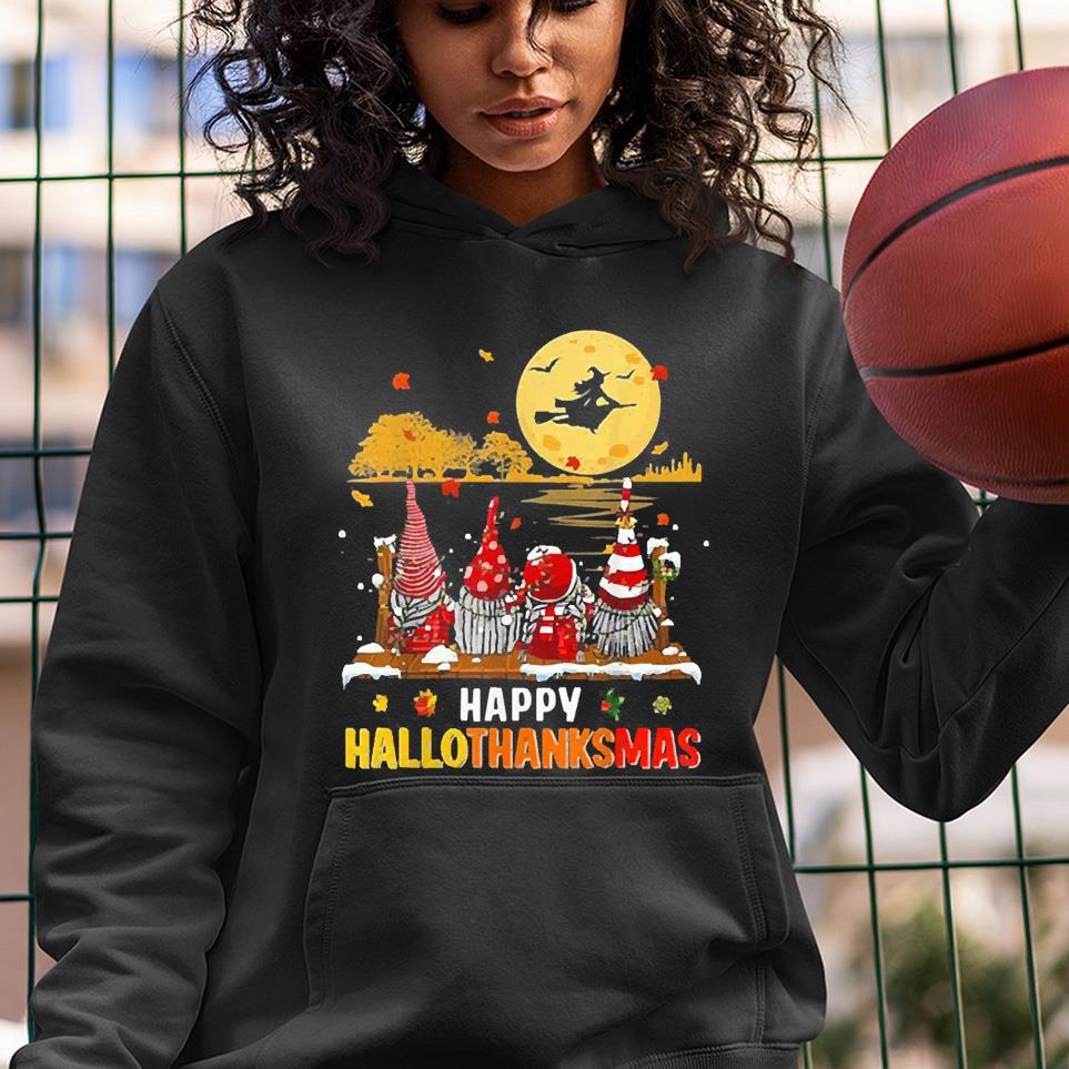 Happy Hallothanksmas Gnomes Halloween Christmas Thanksgiving Shirt
