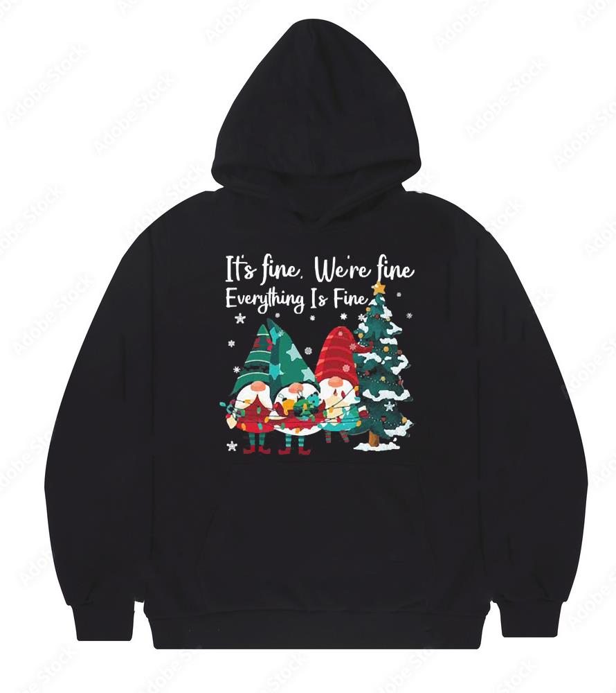 Three Gnomes Tree Lights it’s Fine We’re Fine Everything Is Fine Christmas Shirt