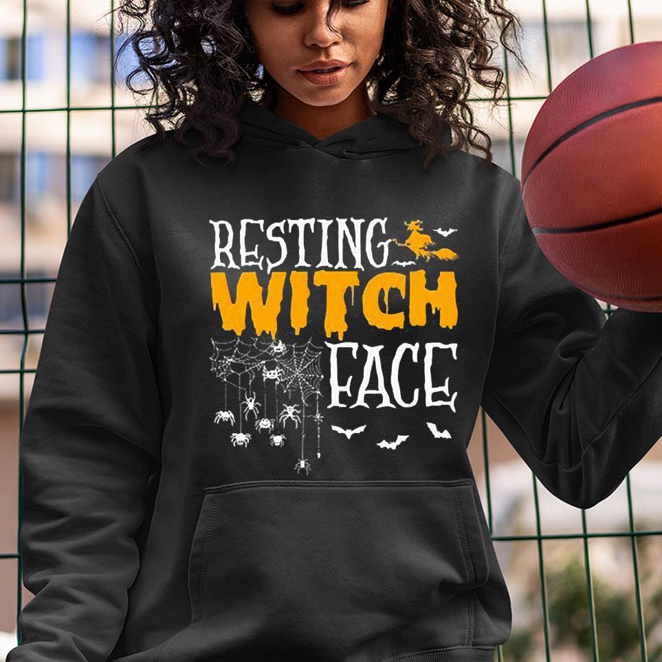 Halloween resting Witch face bat and spiders shirt