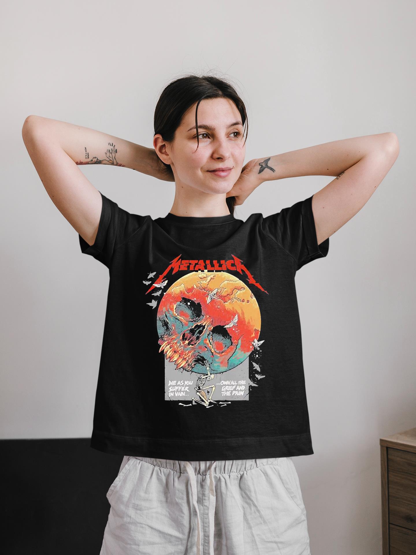 Skull Metallica Die As You Suffer In Vain Owl All The Grief And The Pain Halloween shirt 3 Skull Metallica Die As You Suffer In Vain Owl All The Grief And The Pain Halloween shirt 4